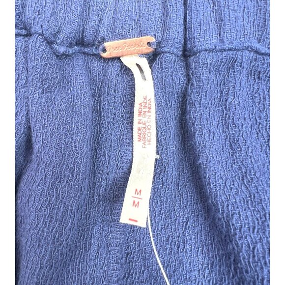 Free People Kayden Barrel Loose-Fit Navy Blue Pants With Drawstring Waist Medium - Picture 4 of 11